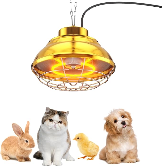 Heat Lamp for Chickens Coop, Chicken Coop Heater Accessories, 300~600 Watt Two-Stage Temperature Heat Lamp for Chicks, Carbon Fiber Heating Element for Chicks, Ducks, Poultry, Pets