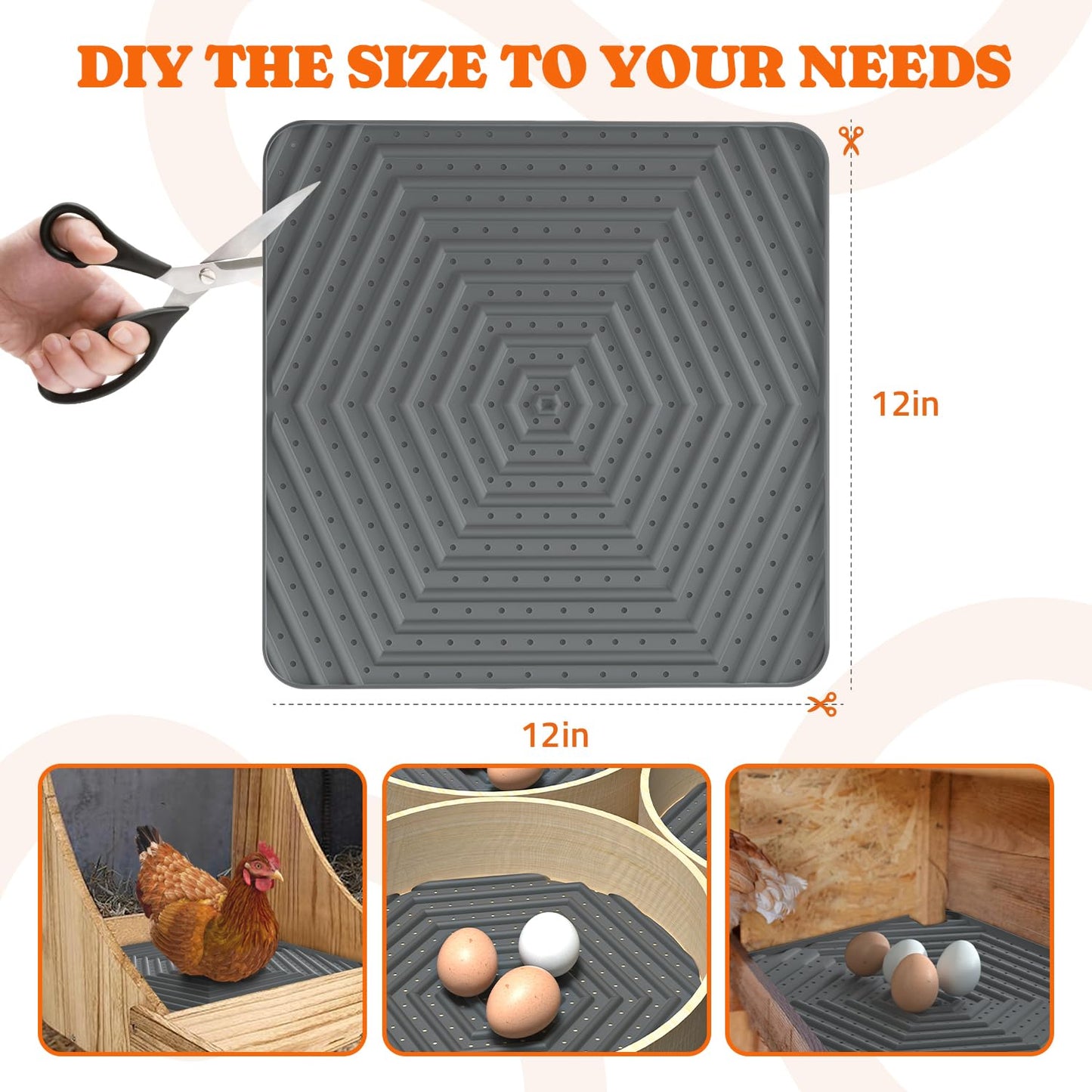 Chicken Nesting Box Liners: Washable Nesting Pads for Laying Eggs, 12x12, 10 Pack