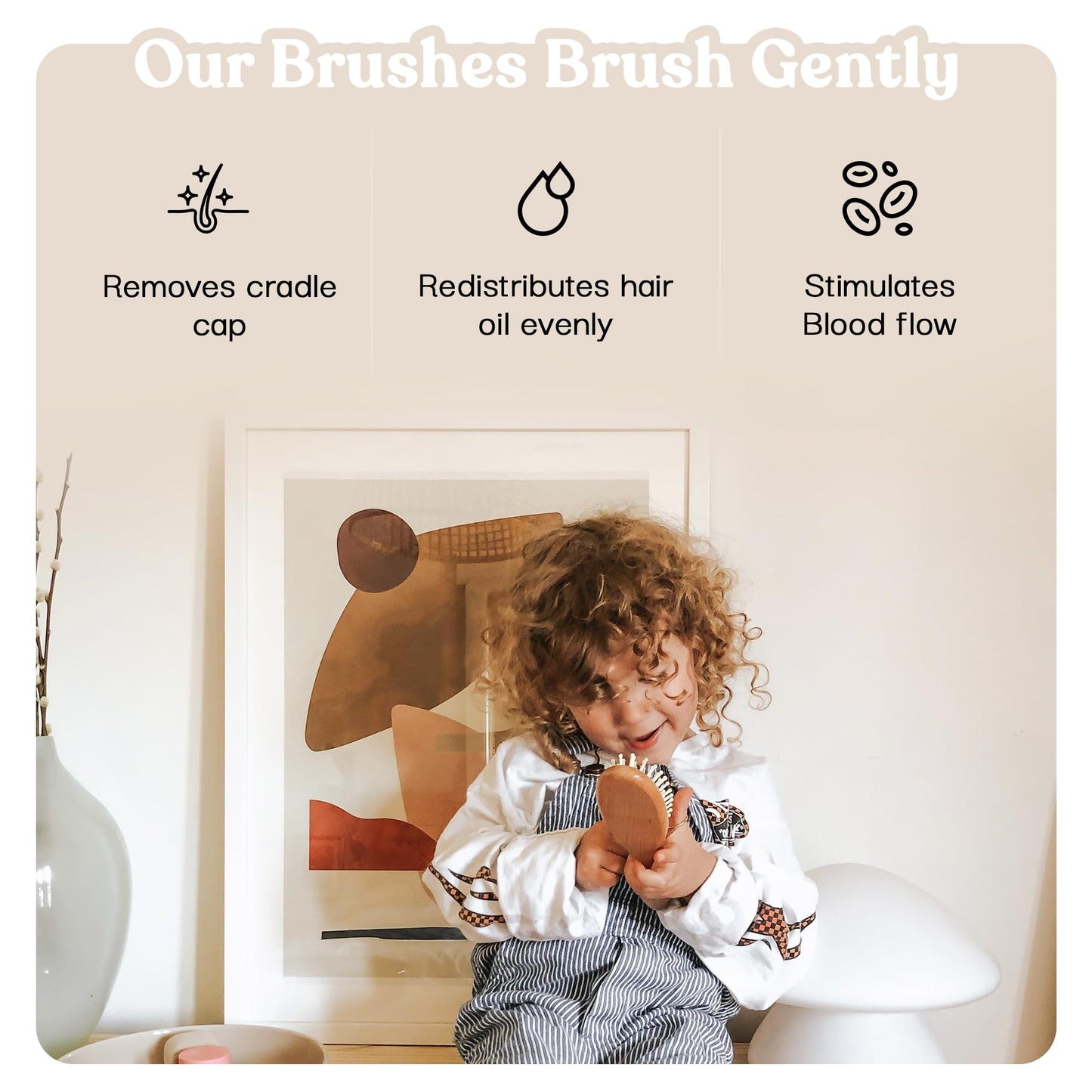 Ullabelle 4 Piece Wooden Baby Hair Brush and Comb Set for Newborns & Toddlers in Chic Gift Box - Ultra Soft Natural Goat Hair and Wood Baby Brush Set Prevents Cradle Cap - Perfect Registry Gift (Pink)