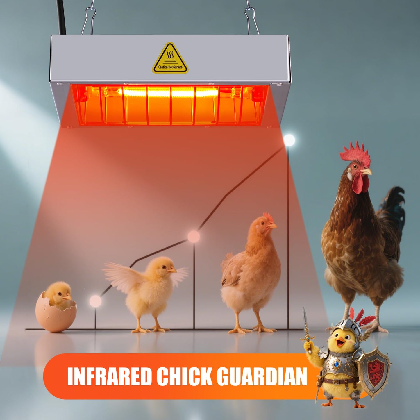 FRYPLS Chicken Coop Heat Lamp,400W High-Power Adjustable Chicks House Brooder Heater Warmer Lamp for Supplies Livestock,Heats Faster,Stays Hotter Longer (L9xW6xH2 inch)