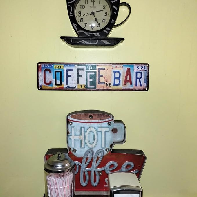 Vintage Coffee Bar Metal Tin Signs Street Signs Home Coffee Bar Wall Decor 16 x 4 Inches
