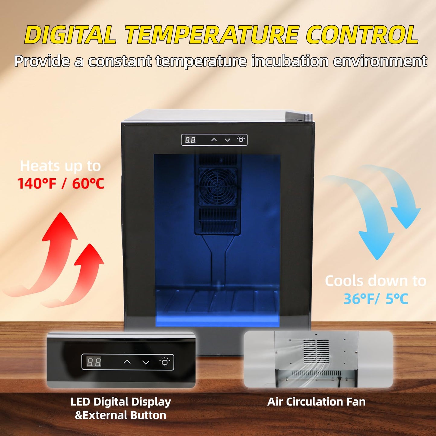 DEZHXHE Reptile Incubator 33L Scientific Lab Incubator Digital Incubator Cooling and Heating Temperature can be Controlled at 50℉~104℉ Reptile Egg Incubator 110V Work for Small Reptiles