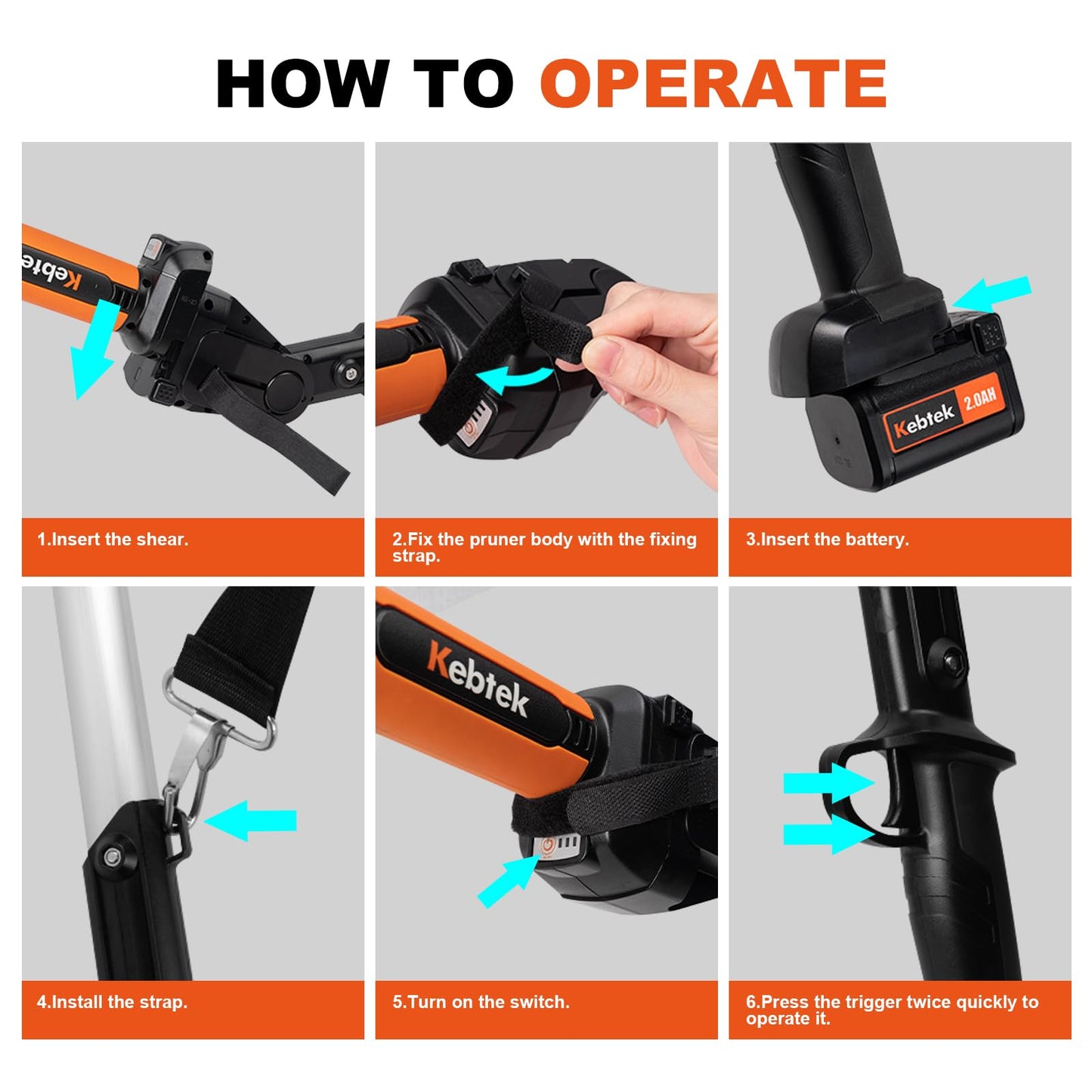 2 In 1 Electric Pruning Shears 40MM Pole Set，Brushless Motor 2Pack 2AH Rechargeable Battery-LCD Display Screen (KT940 Pruner+Pole Set)