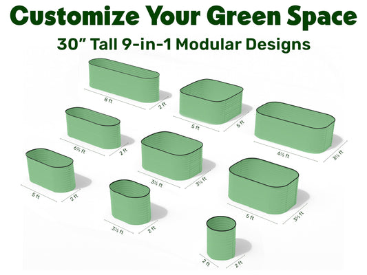 9-in-1 Galvanized Raised Garden Beds Outdoor // 8×2×2.5 ft Modular Planter for Gardening, Vegetables, Flowers // 32" Extra Tall Metal Raised Garden Bed (Light Green) // Patented Design Planter Box