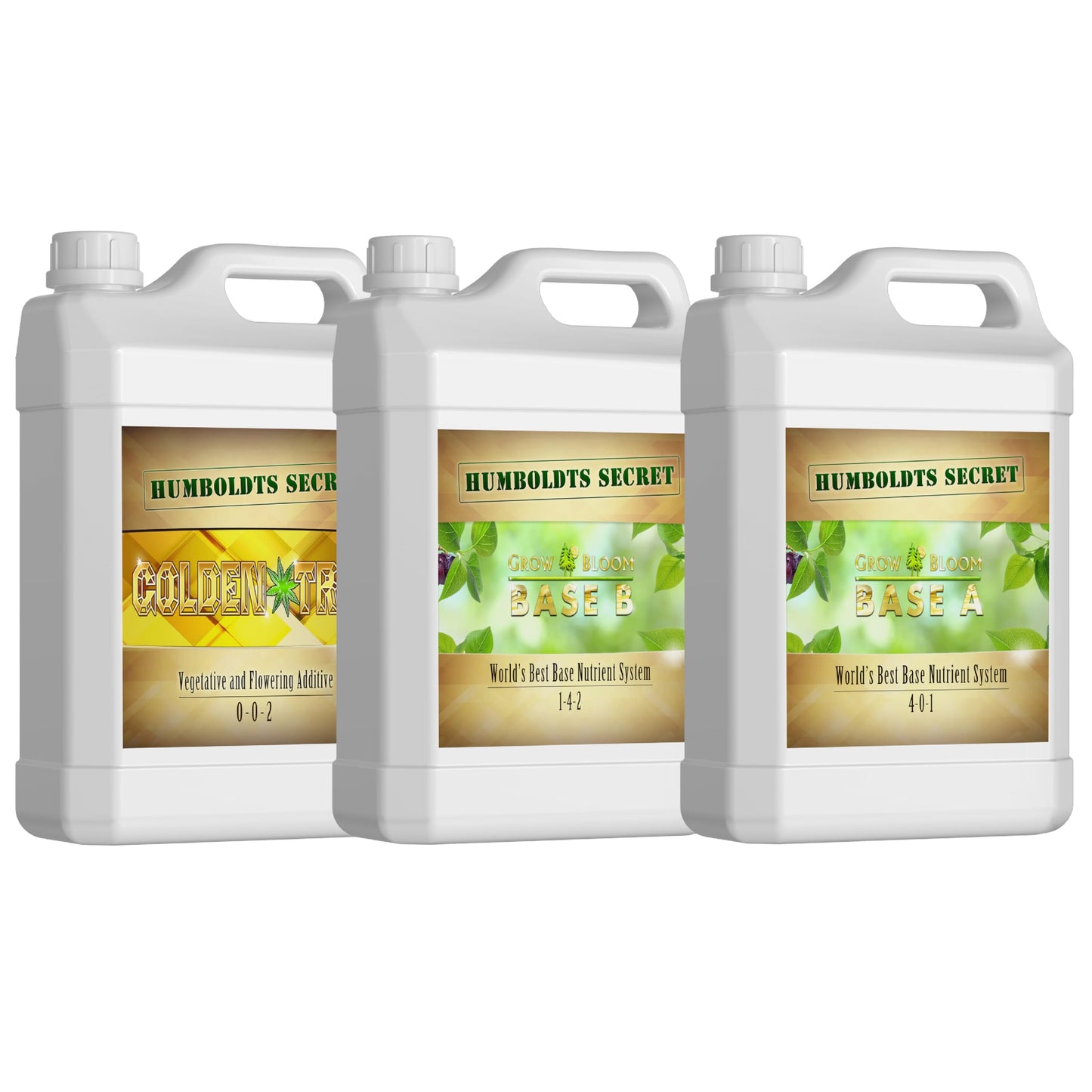 Humboldts Secret Golden Tree - All-in-One Concentrated Additive - Vegetables, Flowers, Fruits, & More (32 oz) w/A&B Liquid Hydroponics Fertilizer - Nutrients for Outdoor, Indoor Plants (1 Gallon Set)