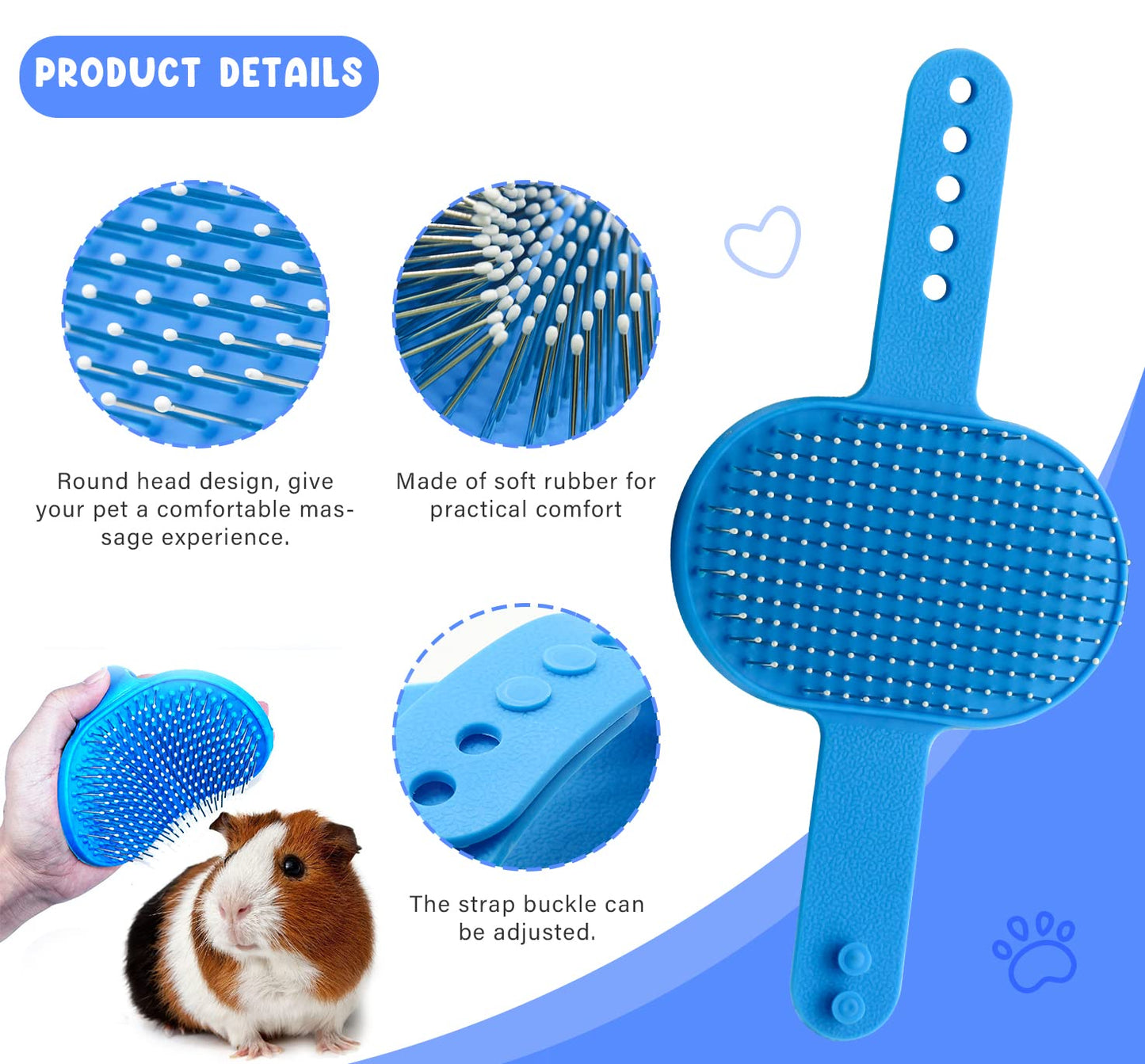 Pet Grooming Kit with Slicker Brush Bath Massage Glove Brush Pet Shedding Comb Nail Clipper Trimmer 6 Piece Set for Rabbit Kitten Guinea Pig Cat Chinchilla Ferret Small Animals