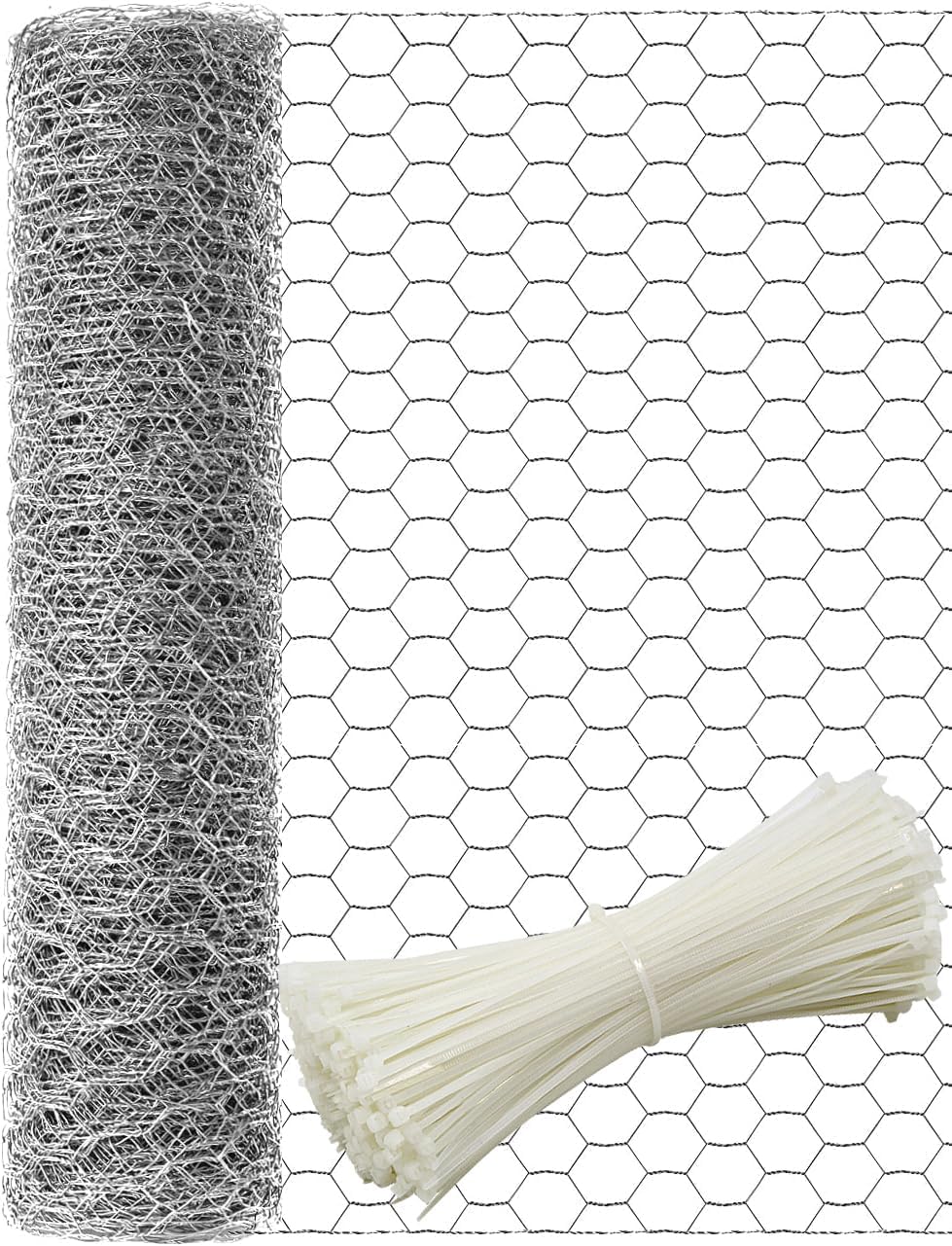 TOYPOPOR Chicken Wire 16'' x 396''(40cm x 10m), Outdoor Anti-Rust Hexagonal Galvanized Chicken Wire Mesh Fencing to Protect Gardening Plants Vegetables Flowers Fruits From Dogs Rabbits Squirrels, 32ft