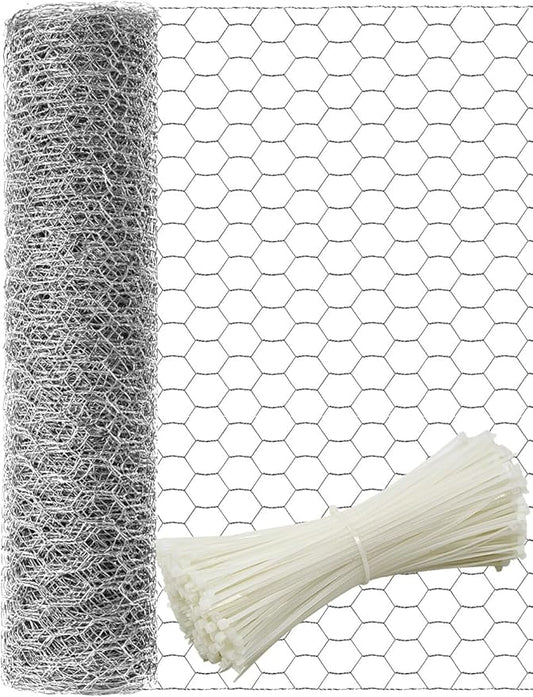 TOYPOPOR Chicken Wire 16in x 66ft(40cm x 20m), Outdoor Anti-Rust Hexagonal Galvanized Chicken Wire Mesh Fencing to Protect Gardening Plants Vegetables Flowers Fruits from Dogs Rabbits Squirrels, 16ft