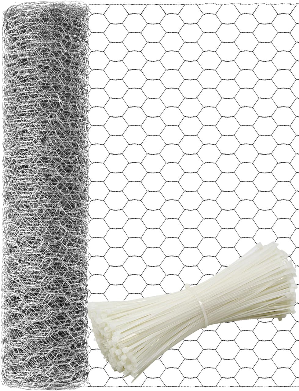 TOYPOPOR Chicken Wire 16'' x 396''(40cm x 10m), Outdoor Anti-Rust Hexagonal Galvanized Chicken Wire Mesh Fencing to Protect Gardening Plants Vegetables Flowers Fruits From Dogs Rabbits Squirrels, 32ft