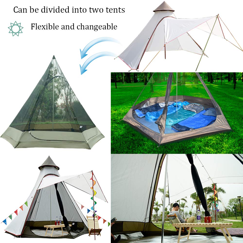 12'x10'x8'Dome Camping Tent 5-6 Person 4 Season Double Layers Waterproof Anti-UV Windproof Tents Family Outdoor Camping Tent(White)