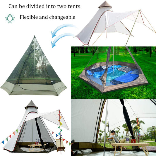 12'x10'x8'Dome Camping Tent 5-6 Person 4 Season Double Layers Waterproof Anti-UV Windproof Tents Family Outdoor Camping Tent(White)