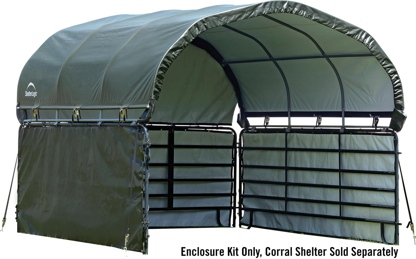 ShelterLogic 10' x 10' Enclosure Kit for Outdoor Corral Shelter Cover (Corral Frame and Panels, Top Cover NOT Included) Green