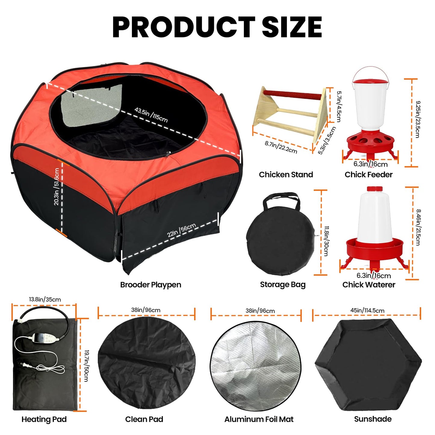 Chicken Brooder Box with Timer Heater Chick Nesting Pad - Chicken Feeder and Waterer Set for Chicks Indoor Accommodates Up to 80 Chicks - Ideal for Winter Chickens, Ducks