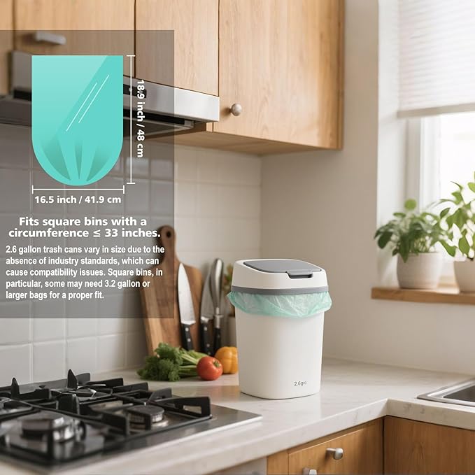 Small Compost Bags 2.6 Gallon Trash Bag, EcoSilva 125 Count Small Compost Bags for Countertop Bin, Compostable Trash Bags 2.6 Gallon Compostable Food Scrap Bag for Kitchen Bathroom Office