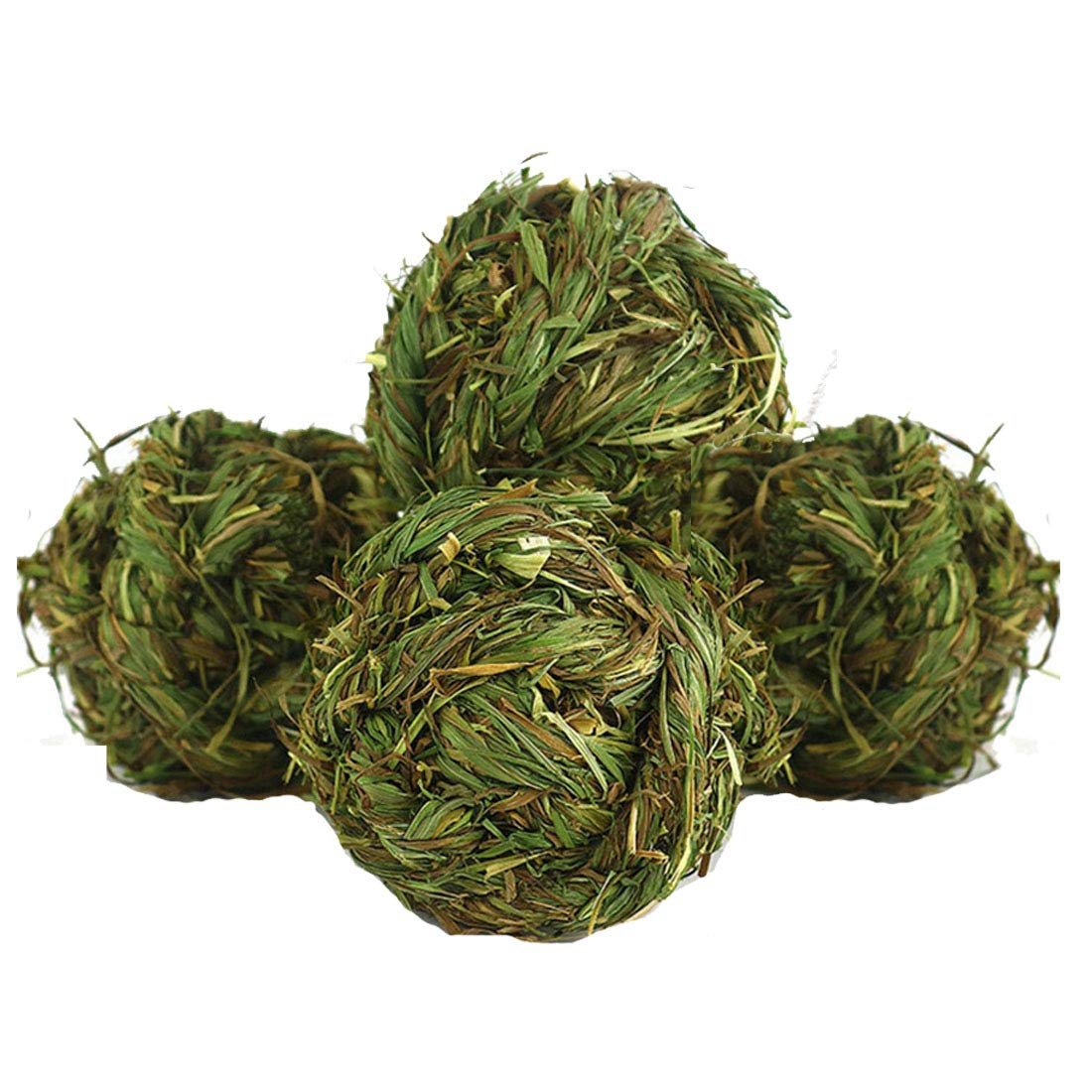 Bunny Grass Toy 4 Pcs Natural Timothy Grass Small Animal Activity Play Chew Ball for Rabbits Hamster Guinea Pigs Gerbils