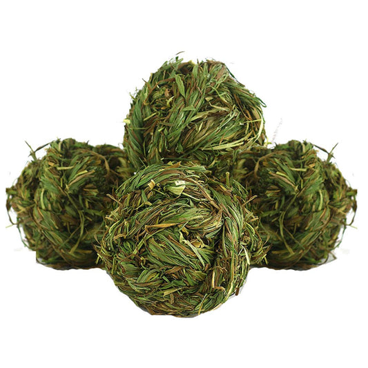 Bunny Grass Toy 4 Pcs Natural Timothy Grass Small Animal Activity Play Chew Ball for Rabbits Hamster Guinea Pigs Gerbils