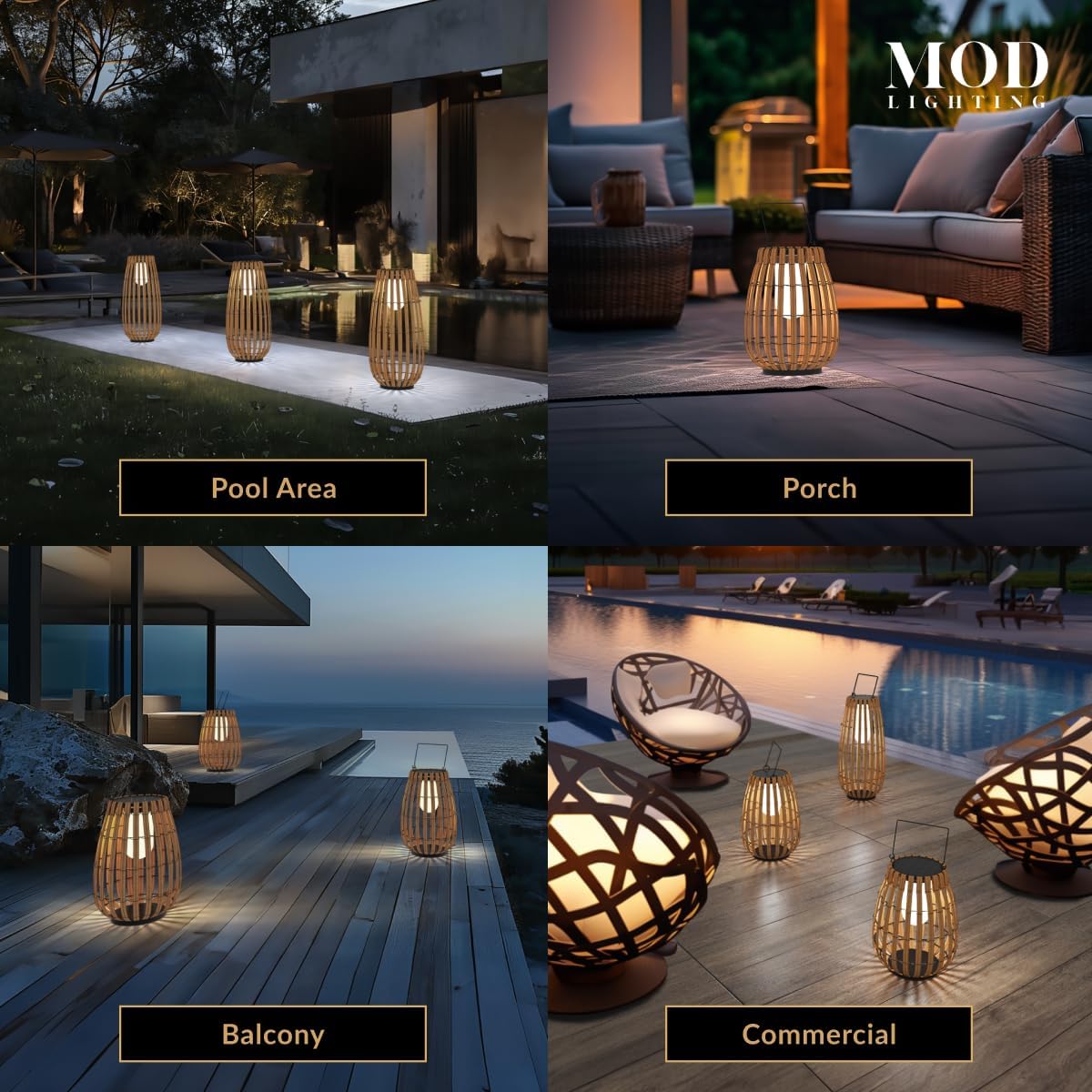 𝗠𝗢𝗗 𝗟𝗜𝗚𝗛𝗧𝗜𝗡𝗚 Beam | Floor Solar Lantern, Reliable IP65 Waterproof LED Garden Light, Solar Lights Outdoor Dimmable with Remote, Rattan Lantern Lamp for Patio (Medium | 13x16 | Warm White)