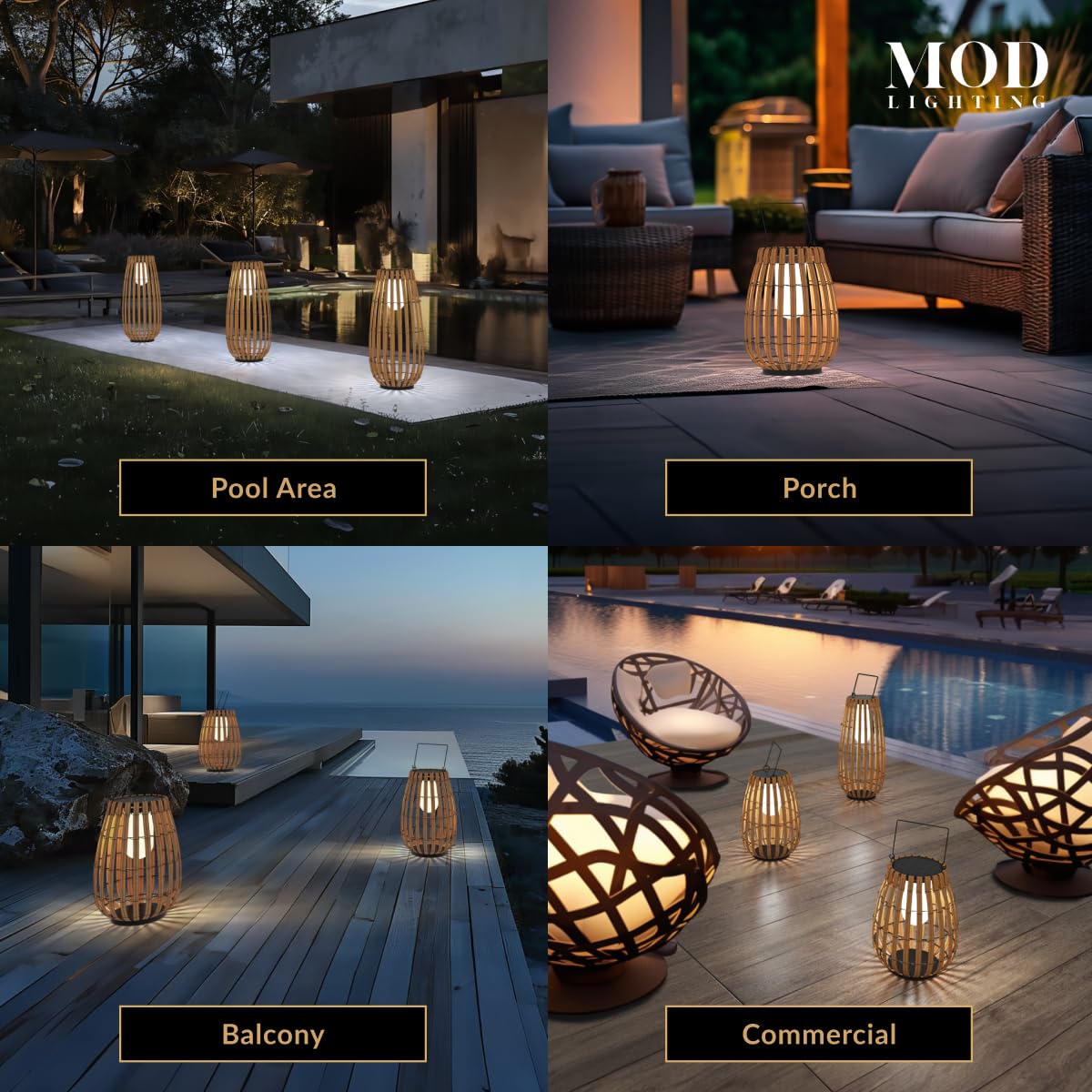 𝗠𝗢𝗗 𝗟𝗜𝗚𝗛𝗧𝗜𝗡𝗚 Beam | Floor Solar Lantern, Reliable IP65 Waterproof LED Garden Light, Solar Lights Outdoor Dimmable with Remote, Rattan Lantern Lamp for Patio (Medium | 13x16 | Warm White)