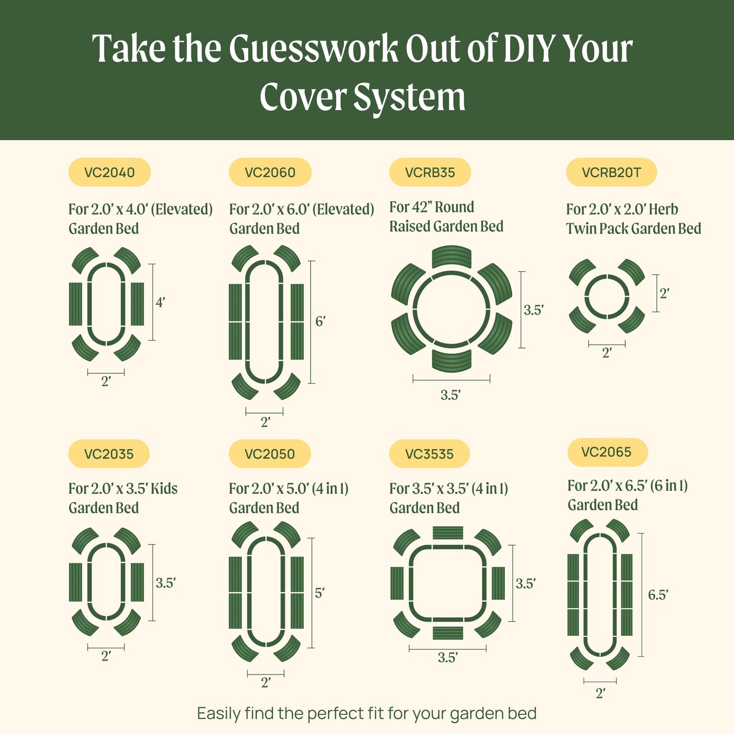 Vego garden Cover System for 4.0' x 8.0' (10 in 1) Garden Bed