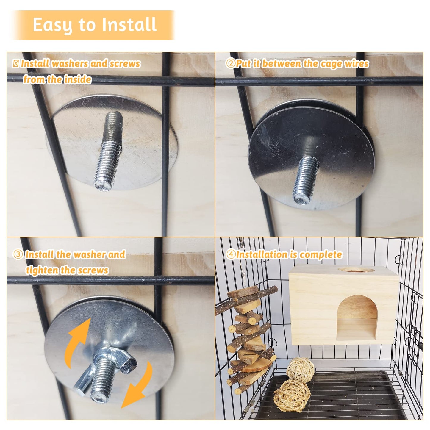 Fhiny Guinea Pigs Wood House Chinchilla Hut Hideout Natural Wood Multiple Doors Small Animal Chewing Molar Activity Toys Hamsters Habitat Cage for Hedgehog Squirrel Sugar Gliders