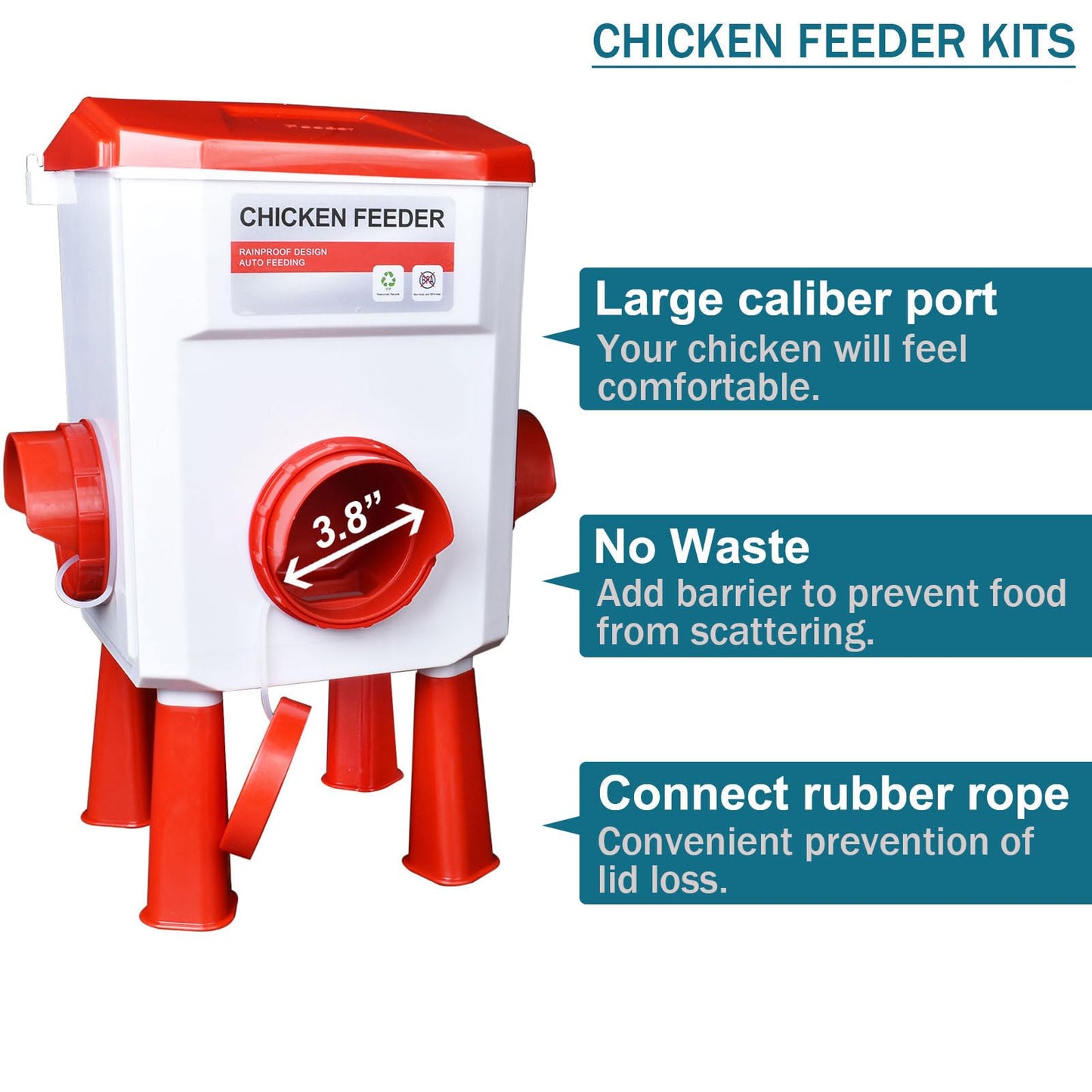Float-Controlled Automatic Chicken Waterer & No Waste Feeder Kits - Chicken Coop Accessories, Poultry Waterer and Feeder, Two Buckets 3 Gallon/18-23 Pounds