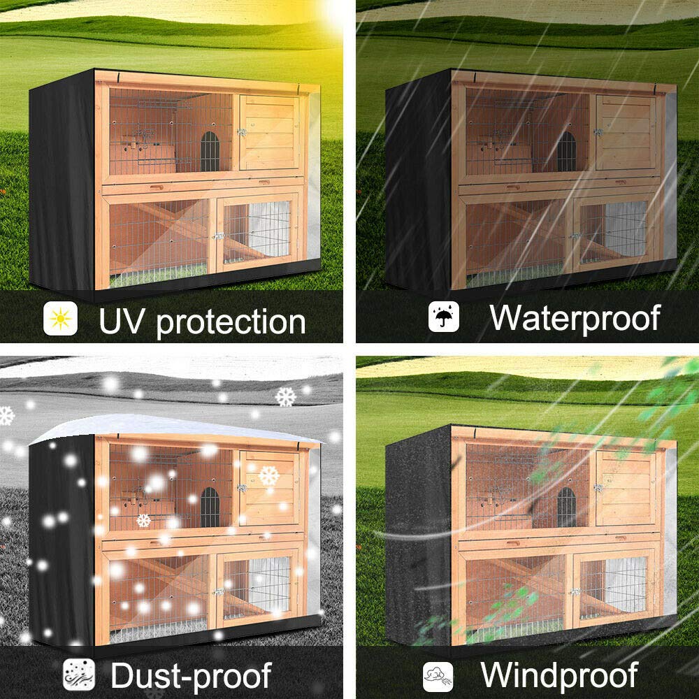 COOSOO Rabbit Hutch Cover Outdoor Waterproof Double Rabbit Cage Dust Cover for Winter Pet Cage Protection with Zipper Opening Visible Window Vent Holes 48x20x41/122x50x105cm