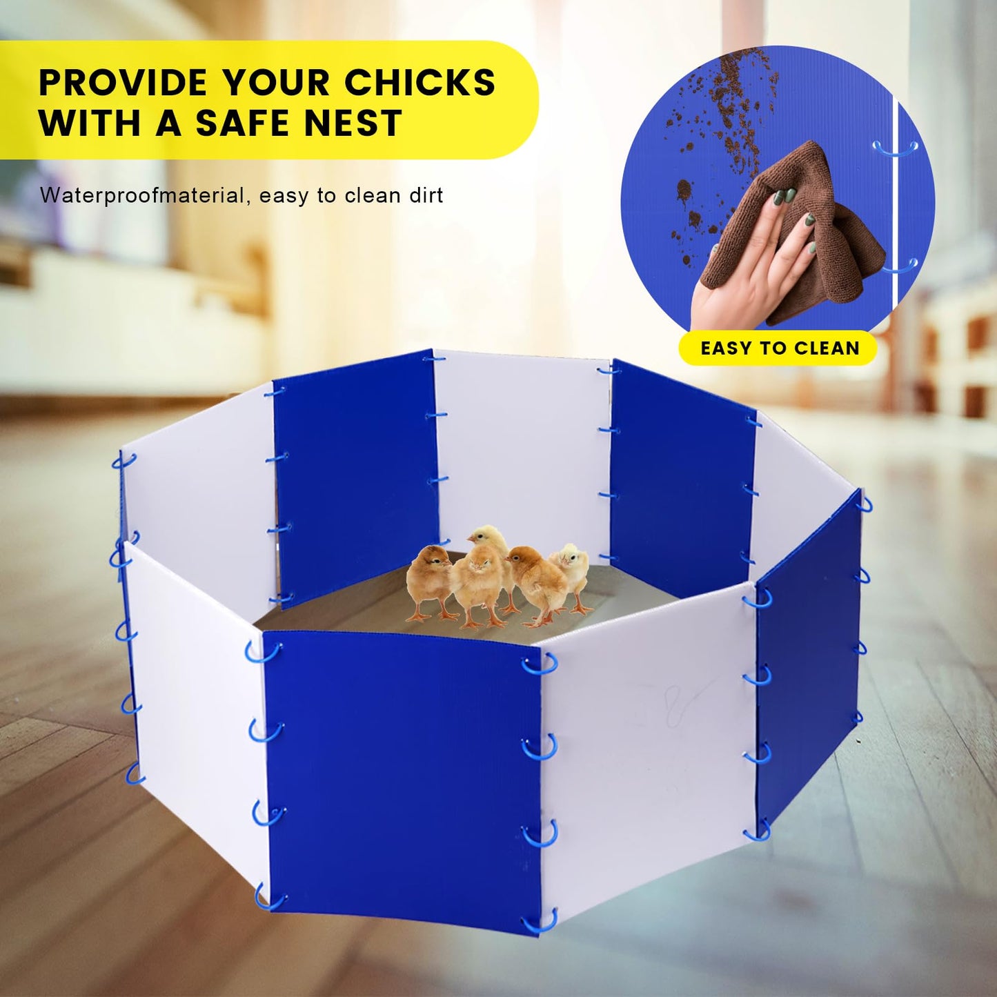 NAOEDEAH Chick Starter Kit Chicken Brooder Box for 15 Ducks Chicks Portable Coop & Chicken Cage Dog Playpen Panels for Small Animal