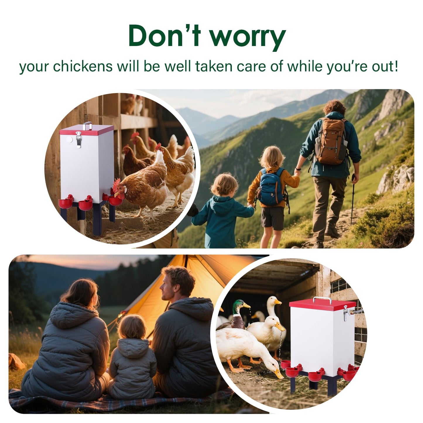 3 Gallon Chicken Waterer,Stainless Steels Automatic Chicken Waterer Feeder with Float Valve,Water Cups, Bottom Bracket and Hose (One End 3/4") Poultry Waterer Dispenser for Quail Duck Goose Turkeys