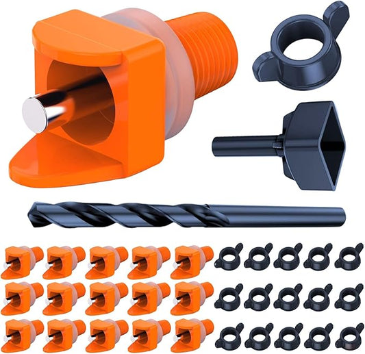 Lil'Clucker Horizontal Chicken Waterer Nipples, Pack of 15 Chicken Nipple Waterer with Drill Bits, Easy Install Automatic Chicken Waterer System, No Leak Chicken Water Feeder, Poultry Waterer - Orange