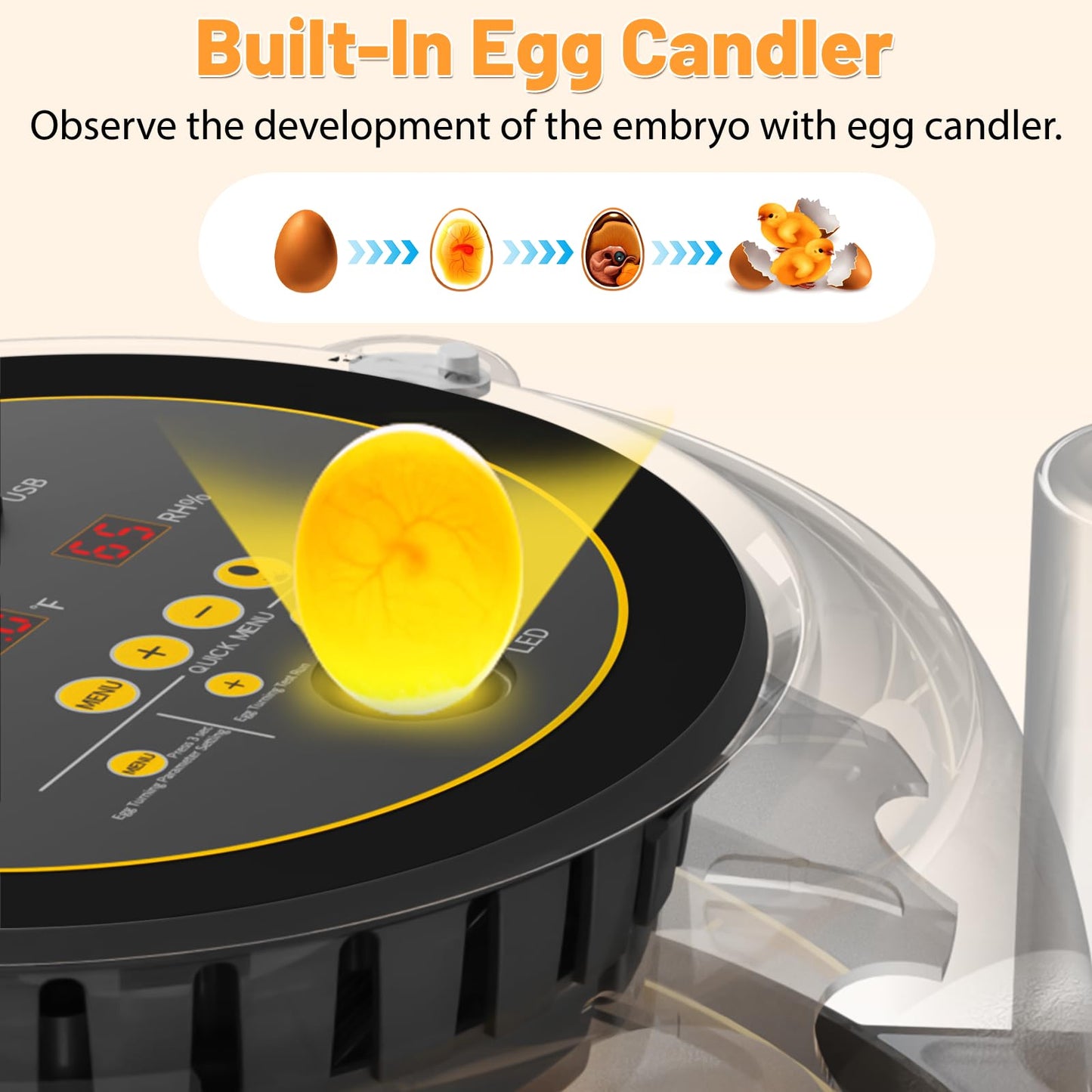12 Incubators for Hatching Eggs, Egg Incubator with Automatic Egg Turning and Humidity Control, Incubator for Chicken Eggs, Egg Candler, Hatching Eggs for Chick Quail Duck, with Water Bottles -Black