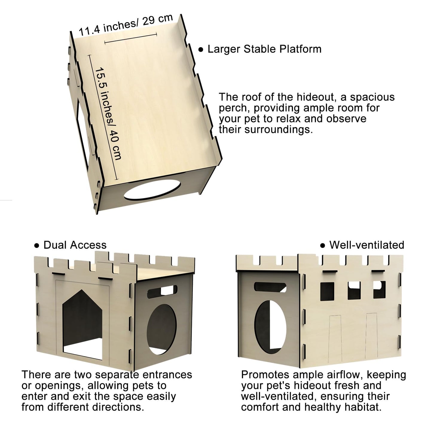 HIIMALEX Large Sturdy Bunny House with Spacious Balcony Hidey Detachable Playhouse for Rabbit Hideout Castle Tower Toys for Indoor Bunnies Guinea Pig Hamster Chinchilla Gerbil