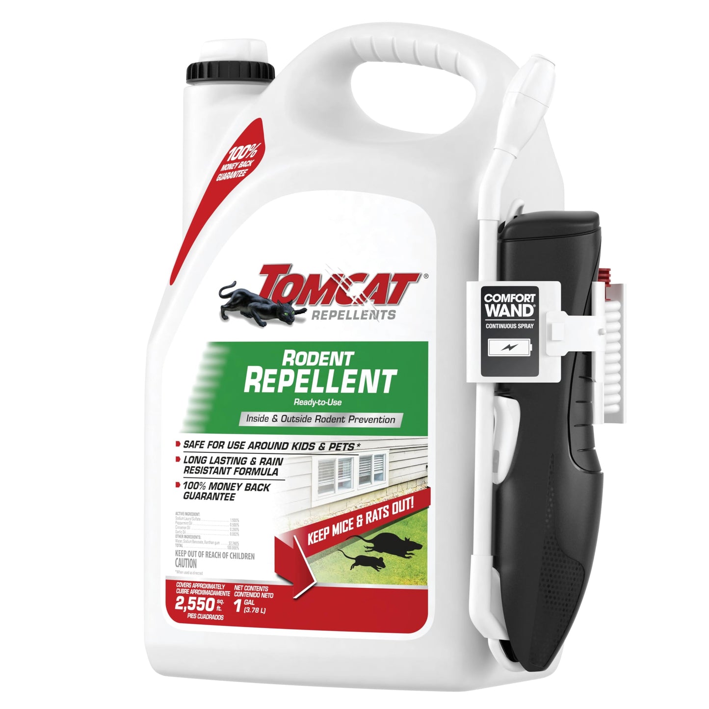 Tomcat Repellents Rodent Repellent Ready-to-Use, For Indoor and Outdoor Mouse and Rat Prevention with Peppermint, Cinnamon and Garlic Essential Oils, 1 gal.