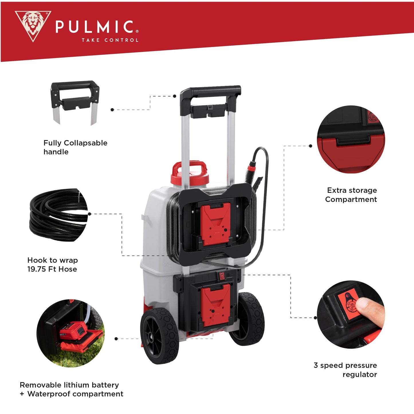 Electric Sprayer for The Application of agrochemical Products. 3 speeds. 35L. 4 bar. up to 7 Hours of Autonomy. Removable Lithium Battery. Includes Accessories (9.25 Gal Cart Sprayer)