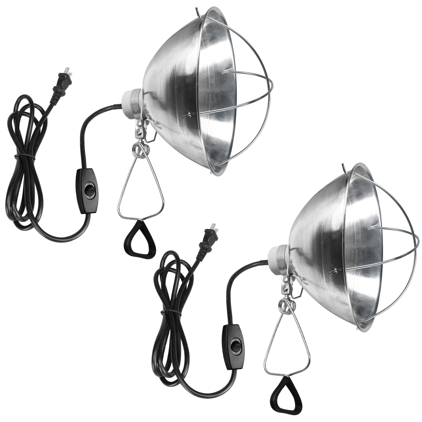 Simple Deluxe Clamp Lamp Light Socket with 10.5 Inch Aluminum Reflector and Bulb Guard, Suit for Max 250 Watt Lamp (No Bulb Included) with 18/2-Gauge 6 Feet Cord, 2-Pack