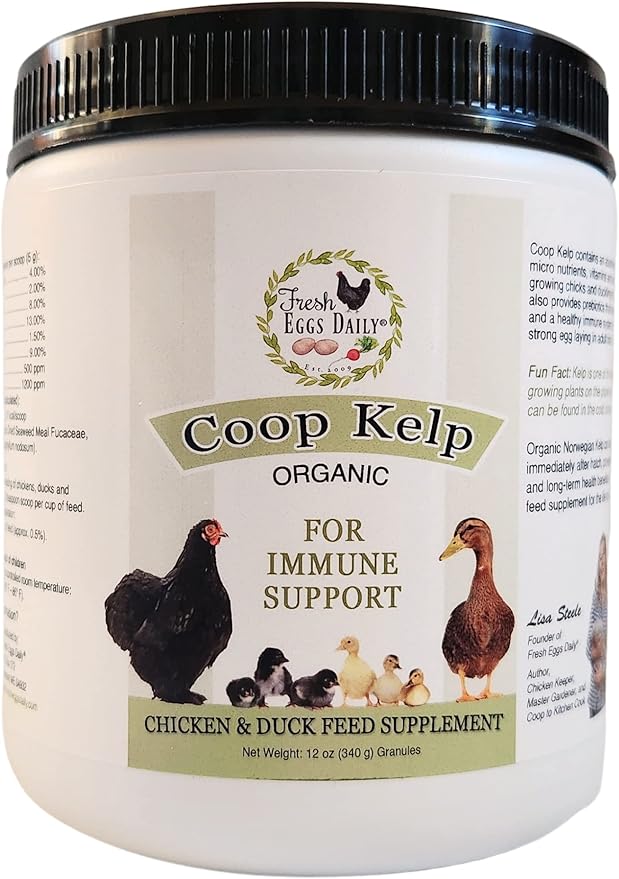 Fresh Eggs Daily Chicken and Duck Natural Feed Supplement Sampler 4-Pack Includes 12 oz. Poultry Probiotics Organic Coop Kelp Brewers Yeast with Garlic Flock Flax