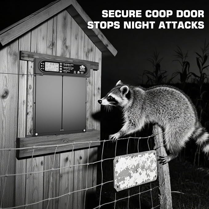Automatic Chicken Coop Door with Horizontal Dual Opening, Remote & Manual Control, USB Backup, Predator-Proof Larger Opening Size House Door Solar Powered for Chicken, Duck and Poultry, Gold