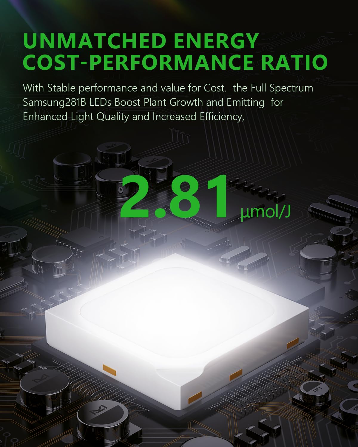 BAYLABS 720W LED Grow Light 2.81 μmol/J Efficiency Dimmable Full Spectrum UV/IR Enhanced Grow Lamp for 4x4 5x5 ft Grow Tent Greenhouse Vertical Farms, and hydroponics