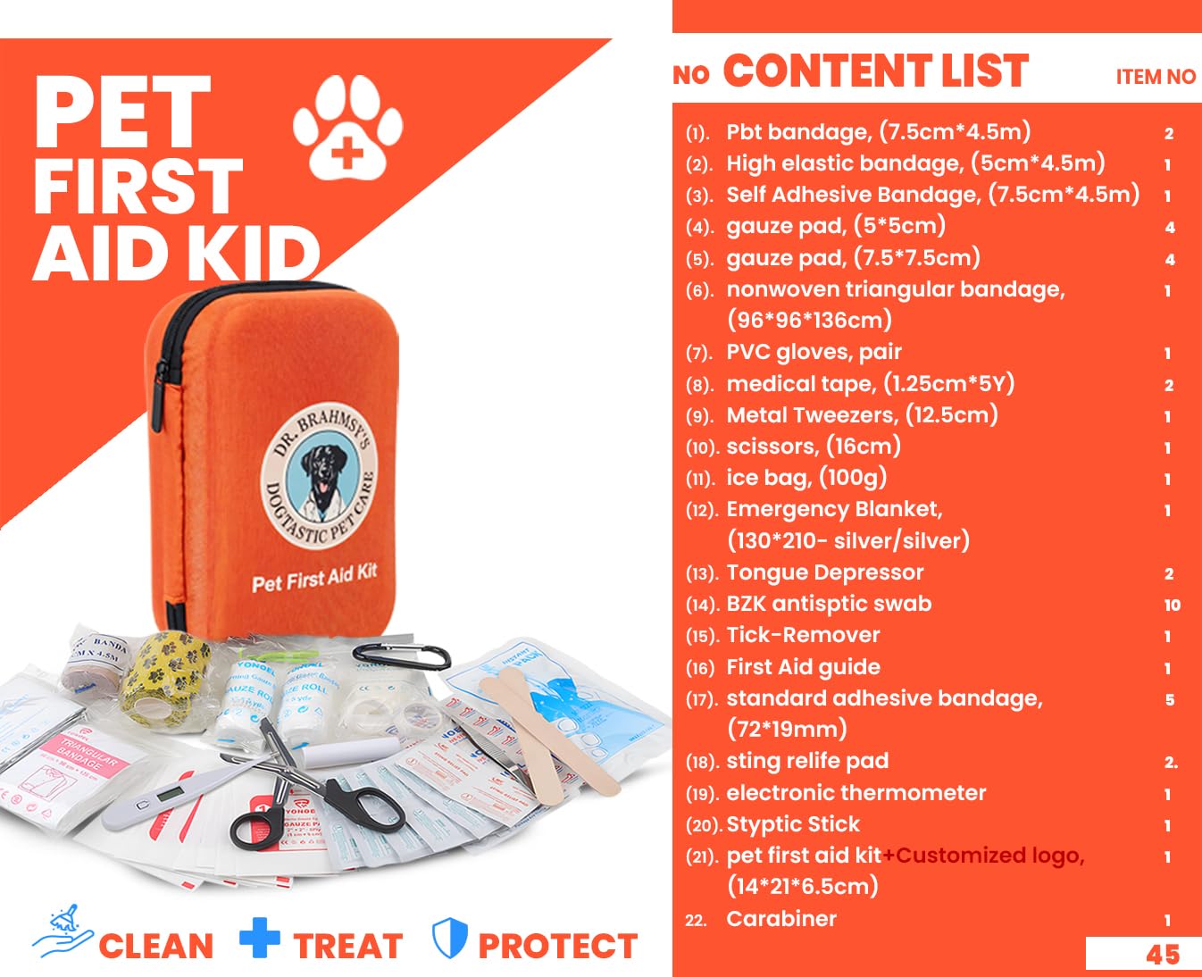 Dr Brahmsy’s Pet First Aid Kit – Emergency Kit for Dogs, Perfect for Travel, Camping & Hiking Essentials