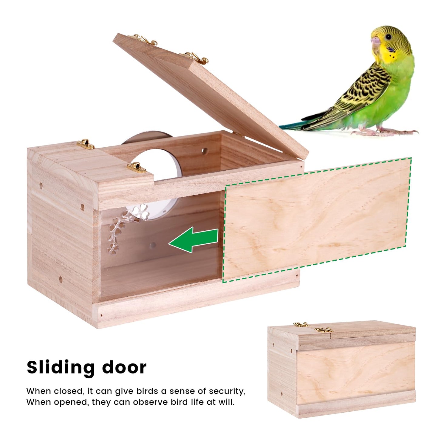 Parakeet Nesting Box for Cage Bird Breeding Box for Parakeet Nest, Large Nesting Box Inside Cage with Wooden Board for Lovebirds Budgie Conure Parrot Cockatiel Bird Accessories