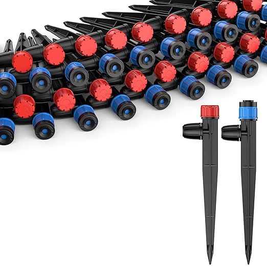 Pawfly 30 Pcs Drip Emitters for 1/4" Drip Irrigation Tubing, Drip Irrigation Emitters Sprinkler Heads with Adjustable 360 Degree Water Flow, Garden Drippers for Plants Watering System