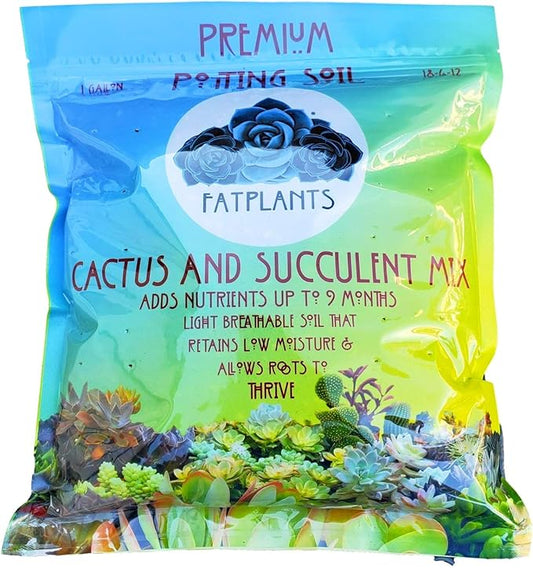 Fat Plants San Diego Premium Cacti and Succulent Potting Mix Soil - for Cactus Palm Tree Citrus Plant Grown in Gardening Containers - Indoors & Outdoors Use - with Natural Food/Fertilizer