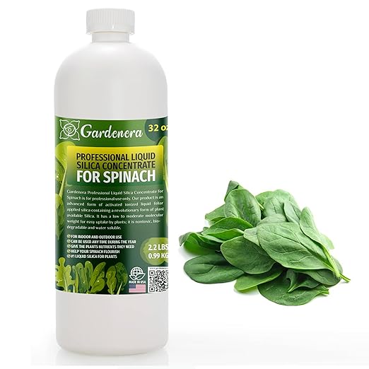 𝐏𝐑𝐎𝐅𝐄𝐒𝐒𝐈𝐎𝐍𝐀𝐋 Liquid Silica Plant Supplement - 32oz - SPINACH Plants Liquid Silica Boost Fertilizer - Stronger Stems & Healthy Leaves for Indoor & Outdoor Spinach Plants (Makes 180 Gallons)