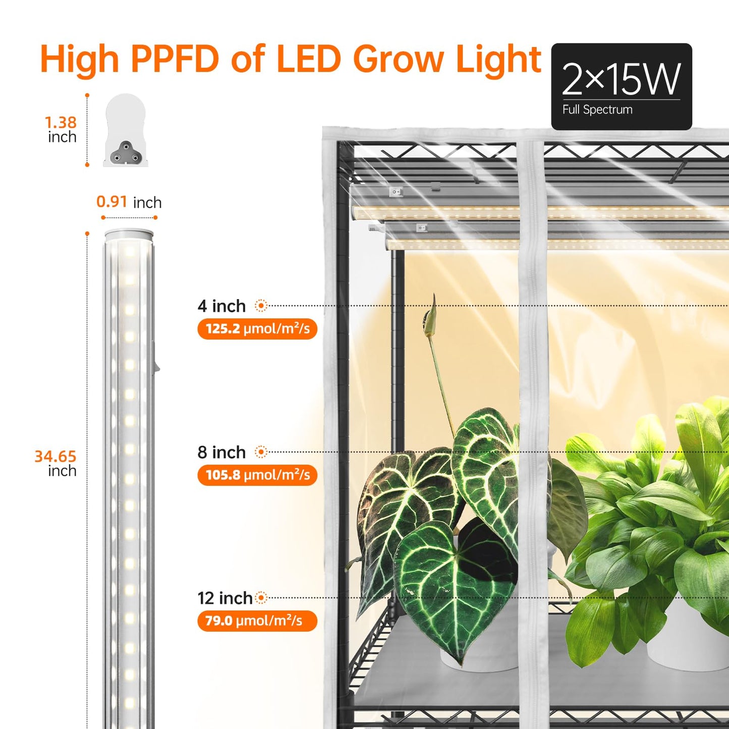 Bstrip Indoor Greenhouse with Grow Light, Tall Green House with 6 Pack T5 Full Spectrum Plant Lights with Timer, Plant Shelf with Tent for Indoor Plant, Seed Starting, Seed Tray, 35.4"x13.8"x70.8"