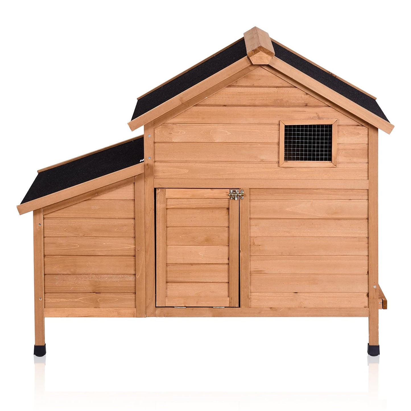 Narkula Outdoor Chicken Coop, Duck House with Nesting Box/Pull Out Tray/Secure Doors, Wooden Small Chicken Cage Weatherproof/Ventilation, 42.91" x 38.58" x 28.74", Brown