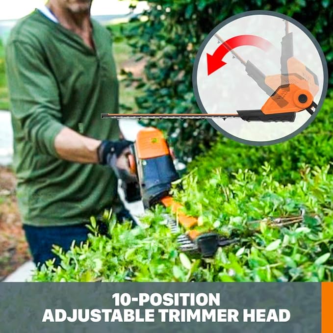 WORX WG252 20V 2-in-1 Attachment Capable Hedge Trimmer