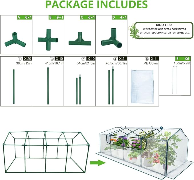 Mini Greenhouse Outdoor, deaunbr Waterproof Garden Green House with Durable PE Cover & Roll-Up Zipper Door, Heavy Duty Greenhouse Tent for Indoor Outdoor Plants - 63"x31.5"x31.1"