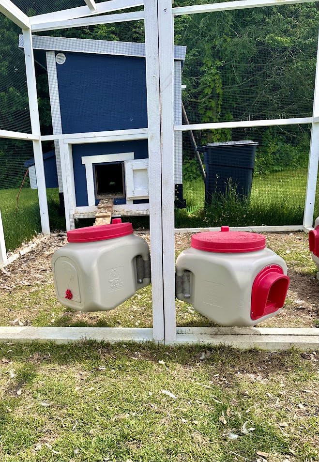 OverEZ Compact Chicken Waterer with No Spill System, Outside and Inside Poultry Drinker, 5 Gallon High Capacity Waterer Dispenser for Hens