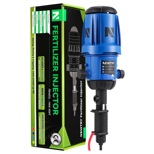 NEWTRY Fertilizer Injector for Drip Irrigation, 0.1%-0.9% Adjustable Dosing Pump, 3/4'' NPT Water Powered Liquid Doser for Garden, Greenhouse, Irrigation & Hydroponic System, Farm, Grow Tent