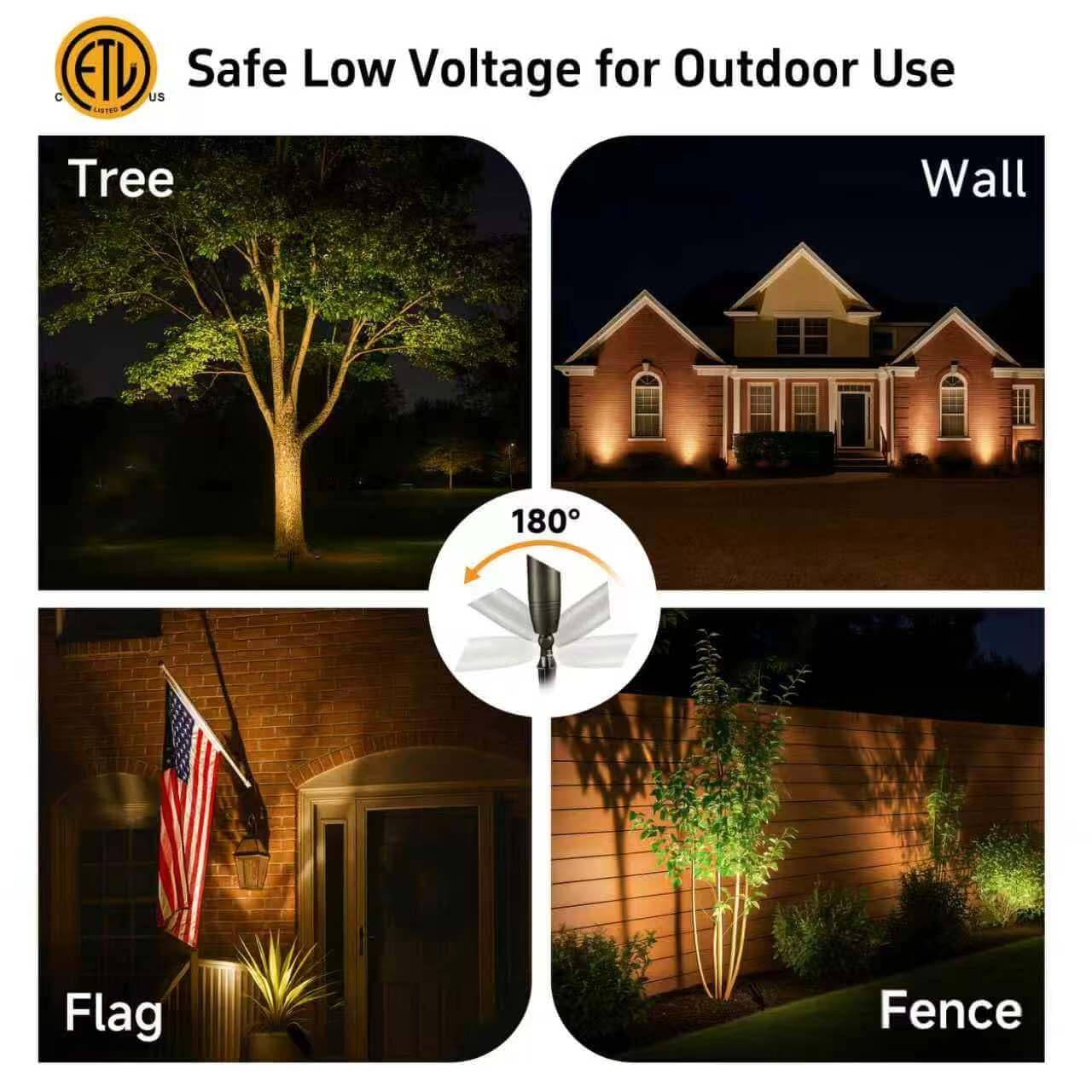 Gardenreet Die-Cast Brass Spot Light Outdoor - 12V LED Uplighting Waterproof, Low Voltage Landscape Lights Direct Wire, Bronze for Fence Fountain with Warm White MR16 Replaceable Bulbs (12 Pack)