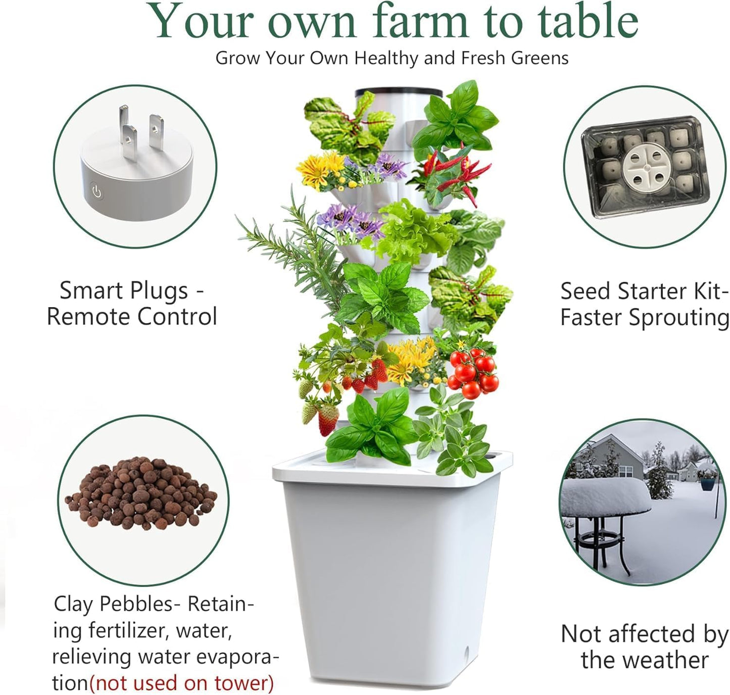 SJZX Hydroponic Growing System Kit 30 Pods and 70 Pods